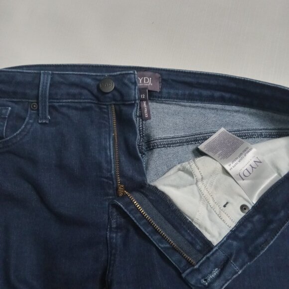 NYDJ Dark Denim Wash Barbara Bootcut Extra Long LiftXTuck Tech Jeans Women's 12 - Picture 8 of 12